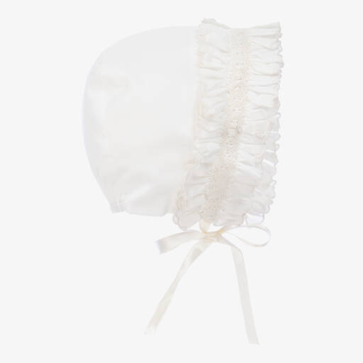 Sarah Louise-Кремовый чепец со сборками для малышей | Childrensalon