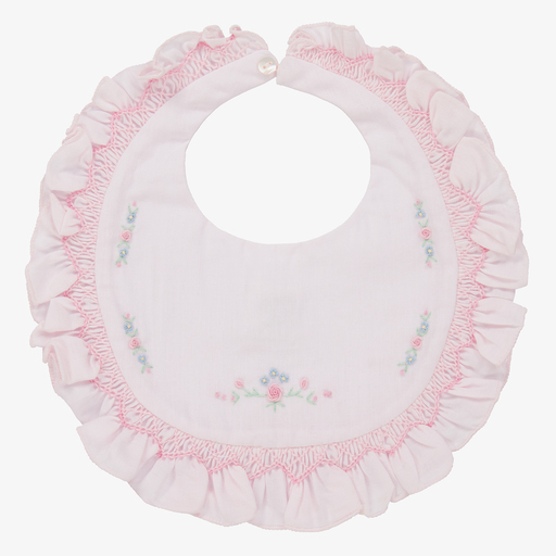 Sarah Louise-Pink Hand-Smocked Baby Bib | Childrensalon