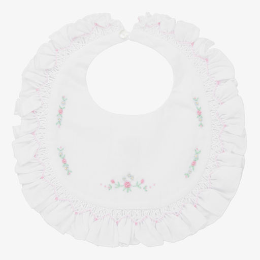 Sarah Louise-White Hand-Smocked Baby Bib | Childrensalon
