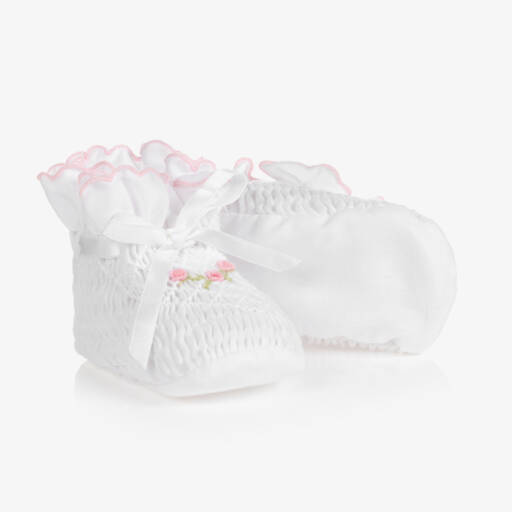 Sarah Louise-Белые пинетки со сборками | Childrensalon
