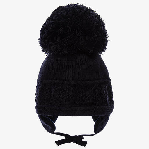 Sätila of Sweden-Blue Malva Knitted Giant Pom-Pom Beanie | Childrensalon