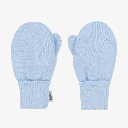 Sätila of Sweden-Blue Twiddle Knitted Baby Mittens | Childrensalon
