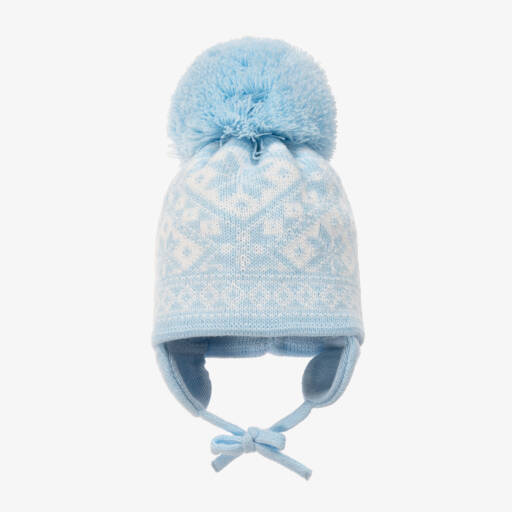 Sätila of Sweden-Light Blue Alice Knitted Large Pom-Pom Beanie | Childrensalon