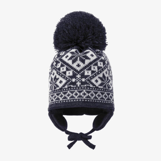Sätila of Sweden-Navy Blue Alice Knitted Large Pom-Pom Beanie | Childrensalon