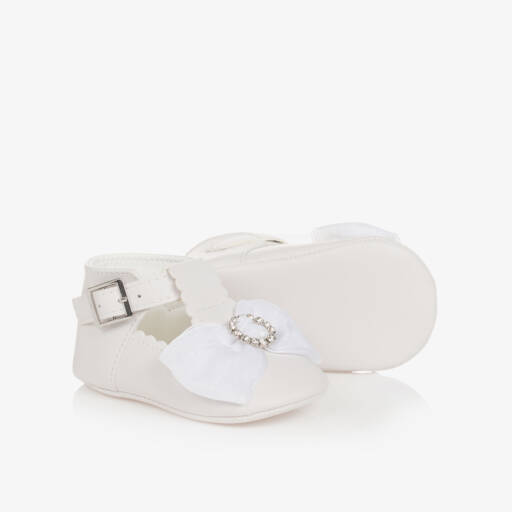 Sevva-Baby Girls White Bow Pre-Walker Shoes | Childrensalon