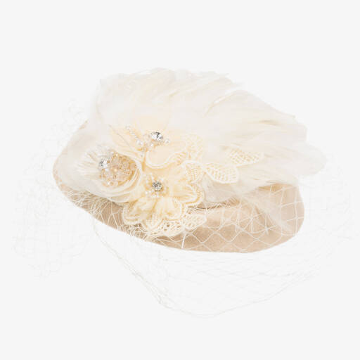 Sienna Likes To Party-Beige & Ivory Occasion Hat | Childrensalon