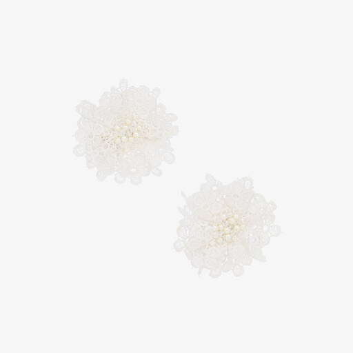 Sienna Likes To Party-Girls White Lace Hair Clips (2 Pack) | Childrensalon