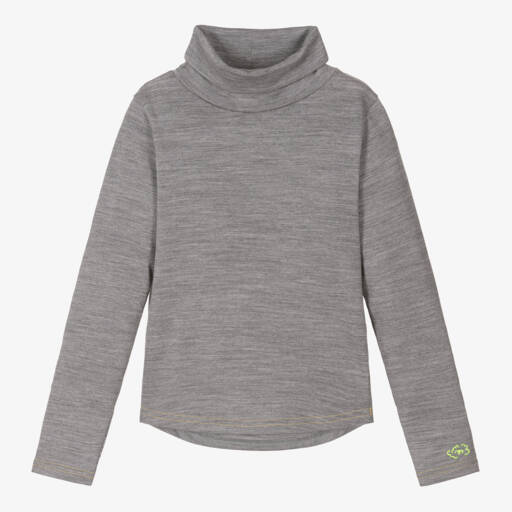 Smalls Merino-Grey Marl ZQ Merino Wool Roll Neck  Thermal Top | Childrensalon