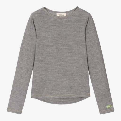 Smalls Merino-Grey Marl ZQ Merino Wool Thermal Top | Childrensalon