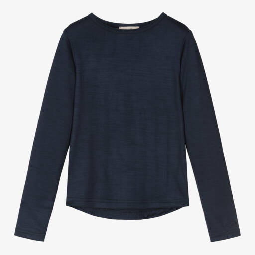 Smalls Merino-Navy Blue ZQ Merino Wool Thermal Top | Childrensalon