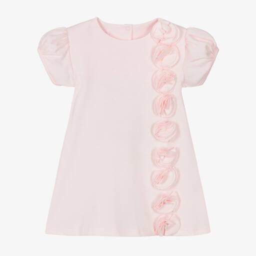 Sofija-Baby Girls Pink Cotton Dress with Flowers | Childrensalon