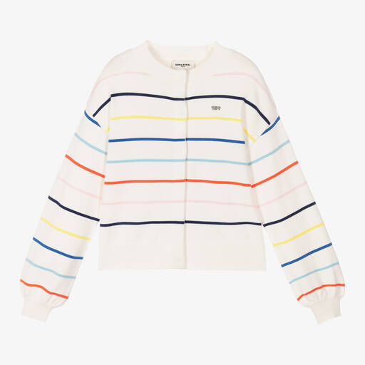 Sonia Rykiel Paris-Girls Ivory Striped Cardigan | Childrensalon