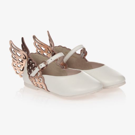 Sophia Webster Mini-Girls White Leather Shoes | Childrensalon