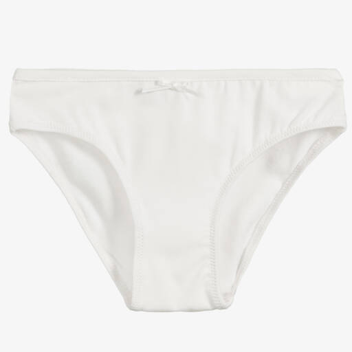 Story Loris-Girls Plain Ivory Cotton Knickers | Childrensalon