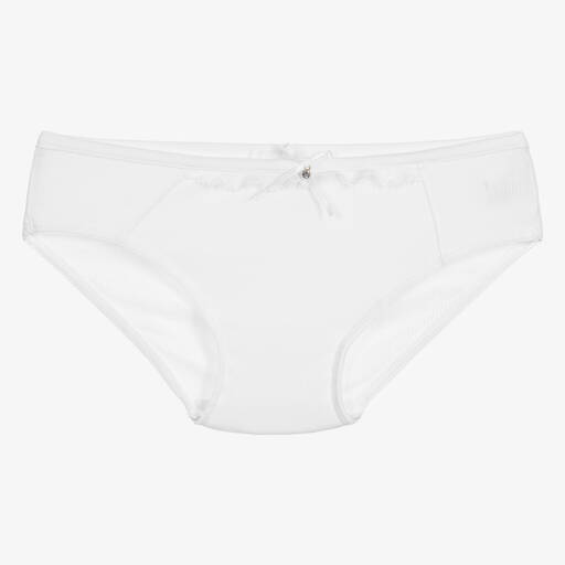 Story Loris-Girls White Modal & Lace Knickers | Childrensalon