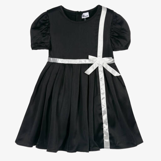 The Tiny Universe-Girls Black Satin Dress | Childrensalon