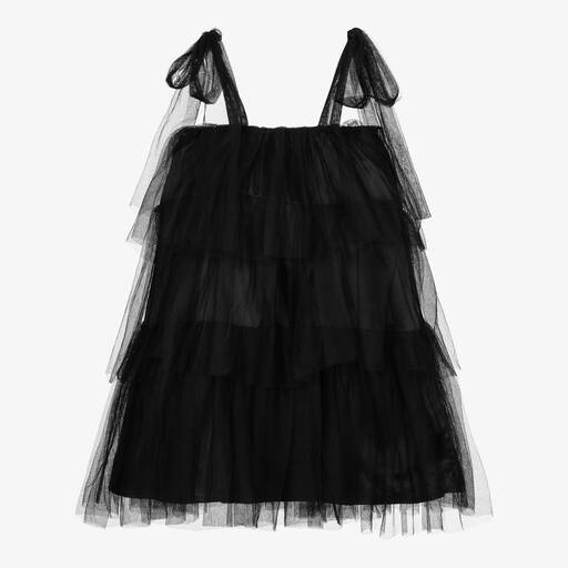 The Tiny Universe-Girls Black Tulle Dress | Childrensalon