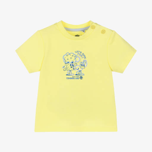 Timberland-Baby Boys Yellow Organic Cotton T-Shirt | Childrensalon