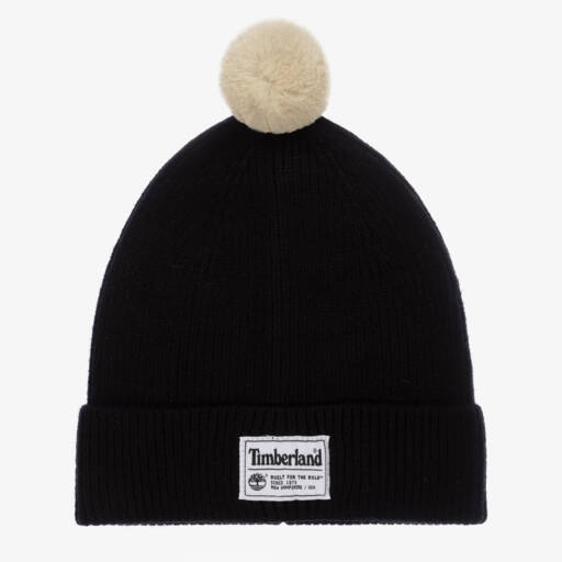 Timberland-Boys Black Ribbed Beanie Hat | Childrensalon
