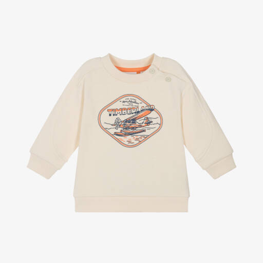 Timberland-Boys Ivory Cotton Seaplane Sweatshirt | Childrensalon
