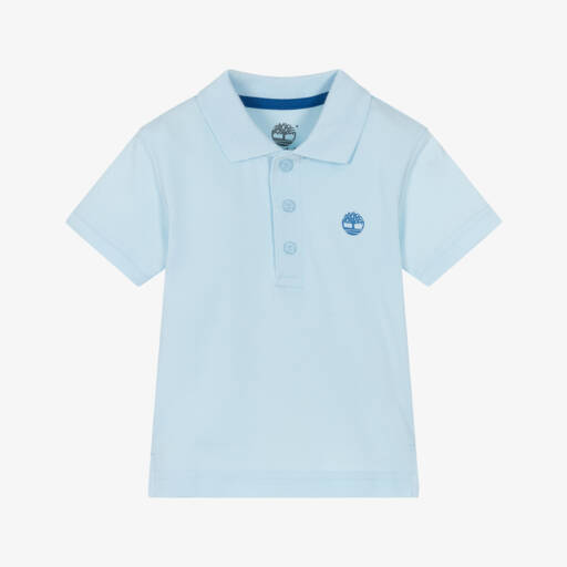 Timberland-Boys Pale Blue Cotton Piqué Polo Shirt | Childrensalon
