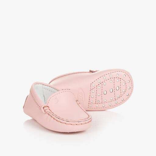 Tod's-Baby Girls Pink Leather Pre-Walker Shoes | Childrensalon