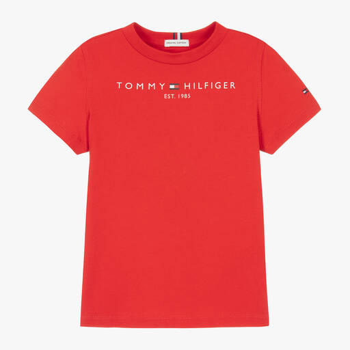 Tommy Hilfiger-Boys Red Cotton Flag Logo T-Shirt | Childrensalon
