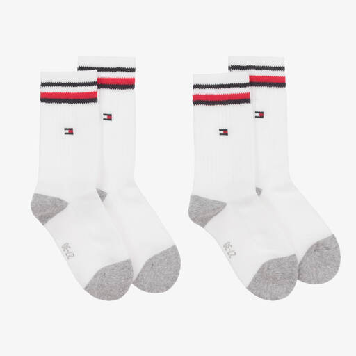 Tommy Hilfiger-White Cotton Socks (2 Pack) | Childrensalon