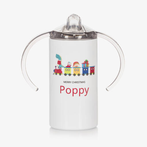 Treat Republic-Personalised Christmas Train Sippy Cup (16cm)  | Childrensalon