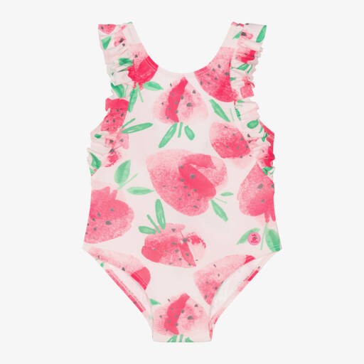 Tutto Piccolo-Girls Pink Strawberry Swimsuit | Childrensalon