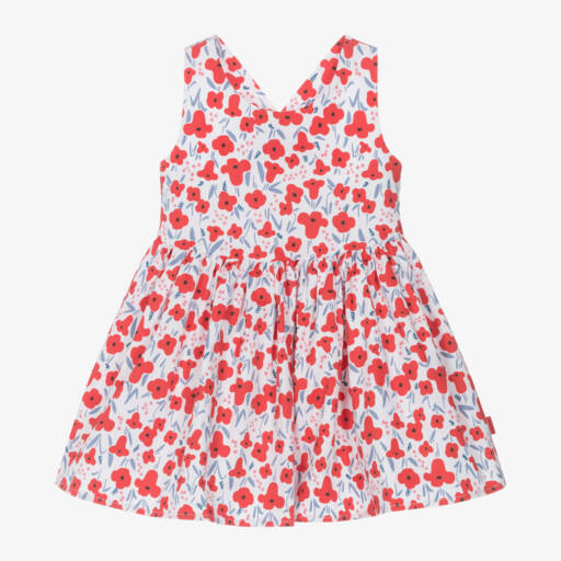 Tutto Piccolo-Girls Red Cotton Poppy Dress | Childrensalon