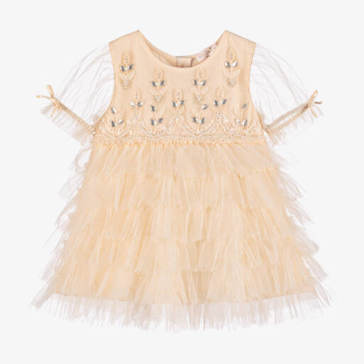 Tutu du Monde-Baby Girls Ivory Beaded Tulle Dress | Childrensalon
