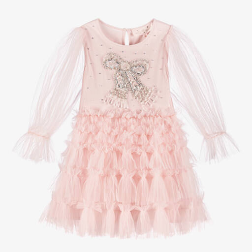 Tutu du Monde-Girls Pink Tulle & Bead Bow Dress | Childrensalon