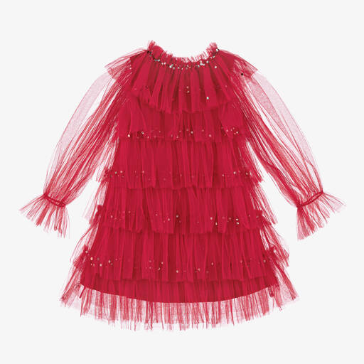 Tutu du Monde-Girls Red Sequinned Tulle Dress | Childrensalon