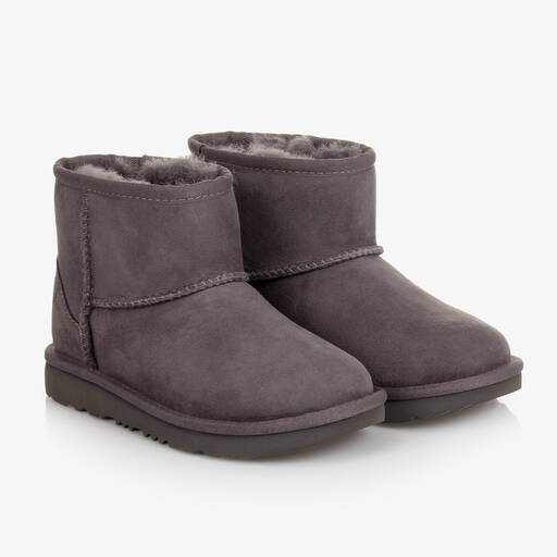 UGG-Grey Classic Mini II Suede Leather Boots | Childrensalon