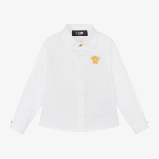 Versace-Baby Boys White Cotton Medusa Shirt | Childrensalon