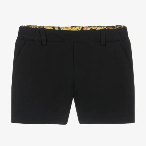 Versace-Boys Black Milano Jersey Shorts with Barocco Print | Childrensalon