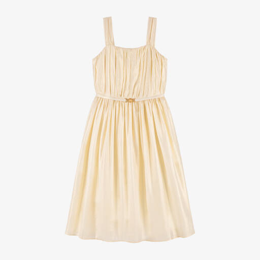 Versace-Girls Shimmering Gold Silk Dress | Childrensalon