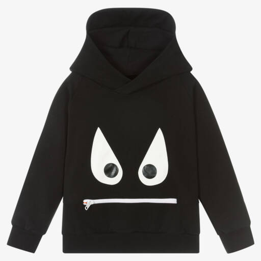 Wauw Capow-Boys Black Cotton Face Hoodie | Childrensalon