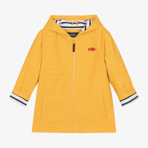 Week-end à la mer-Waterproof Yellow Hooded Raincoat | Childrensalon
