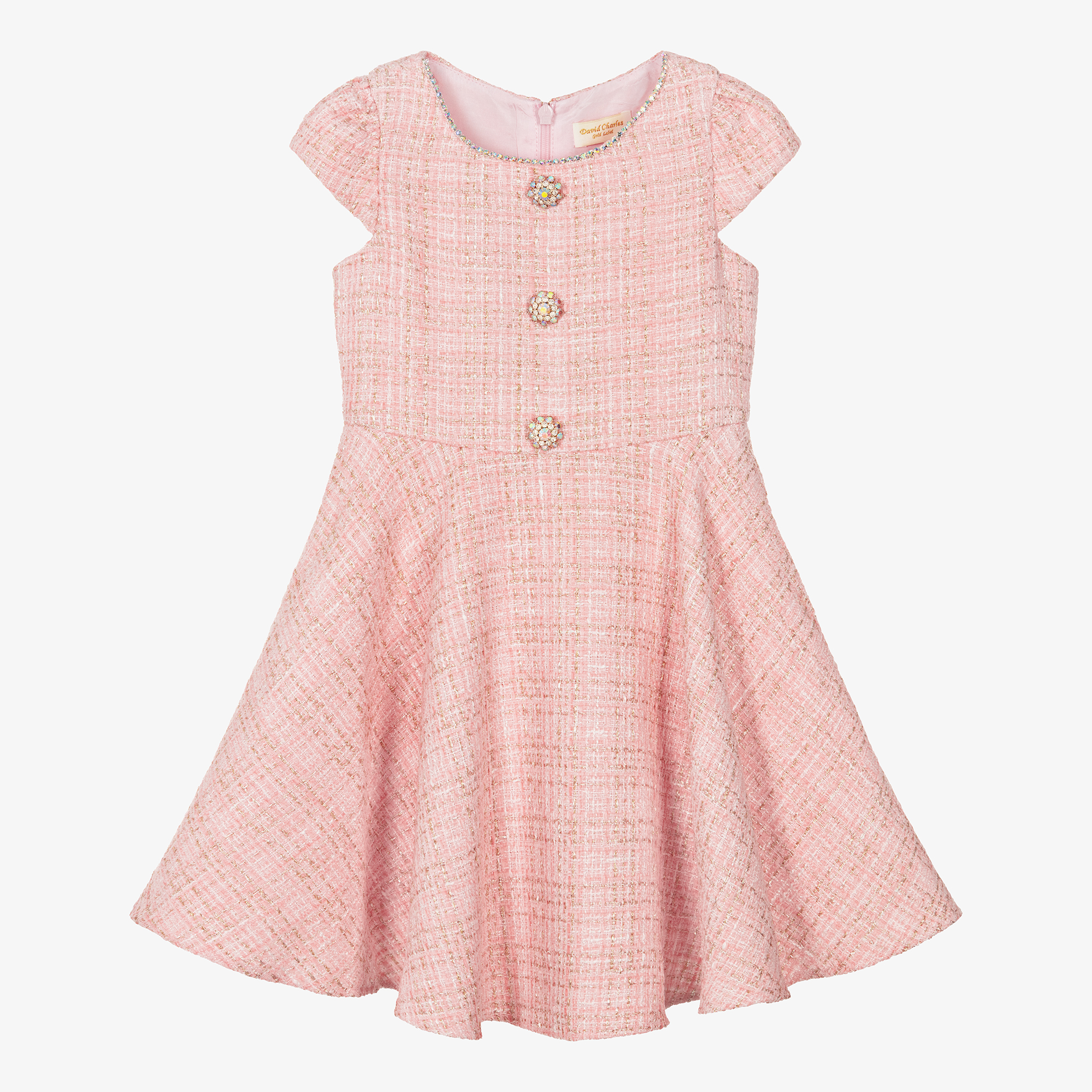 slim fit dress slacks Pink Collared Button Front Self Tie Eyelet Midi Dress – SSYS main image 1