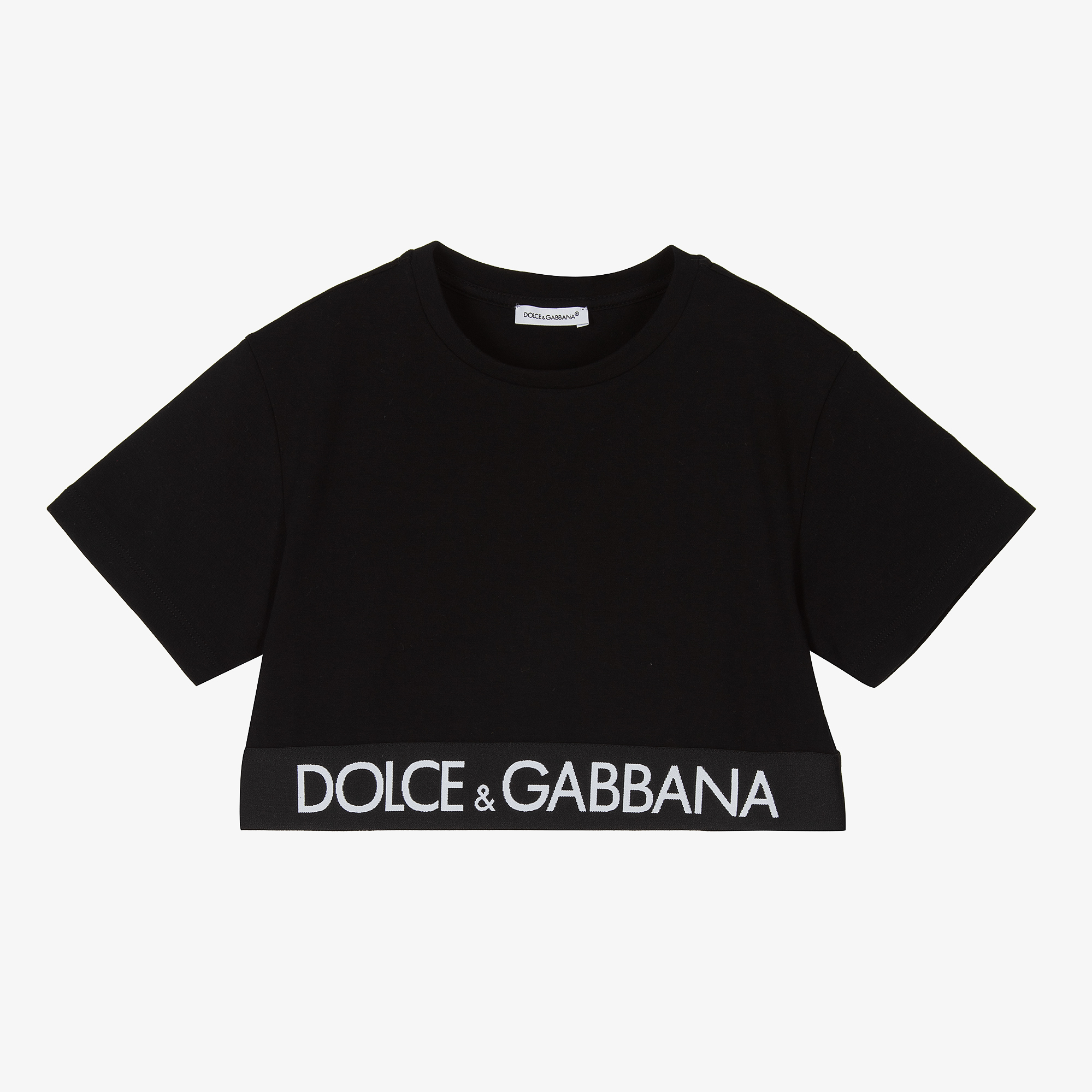 Dolce & Gabbana - Girls Black Cotton Logo Cropped T-Shirt