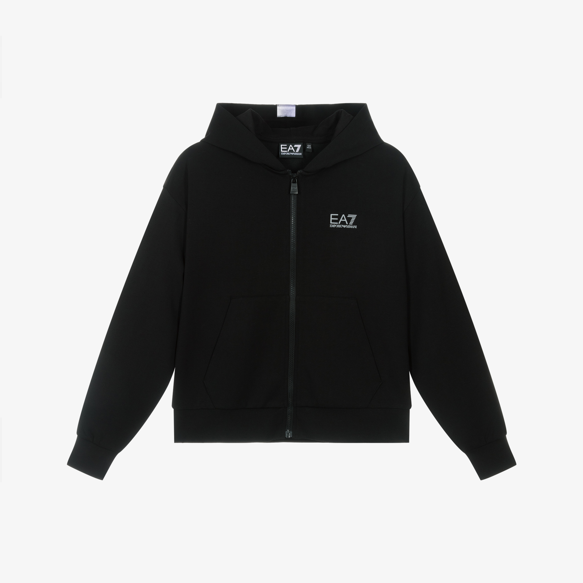 EA7 Emporio Armani - Girls Black Ventus7 Hooded Zip-Up Top with