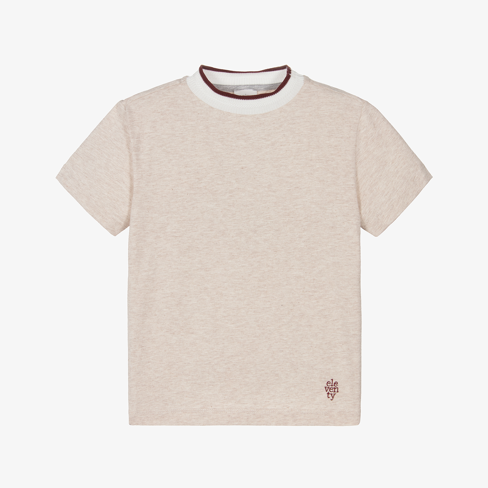 Eleventy - Boys Beige Marl Cotton T-Shirt | Childrensalon