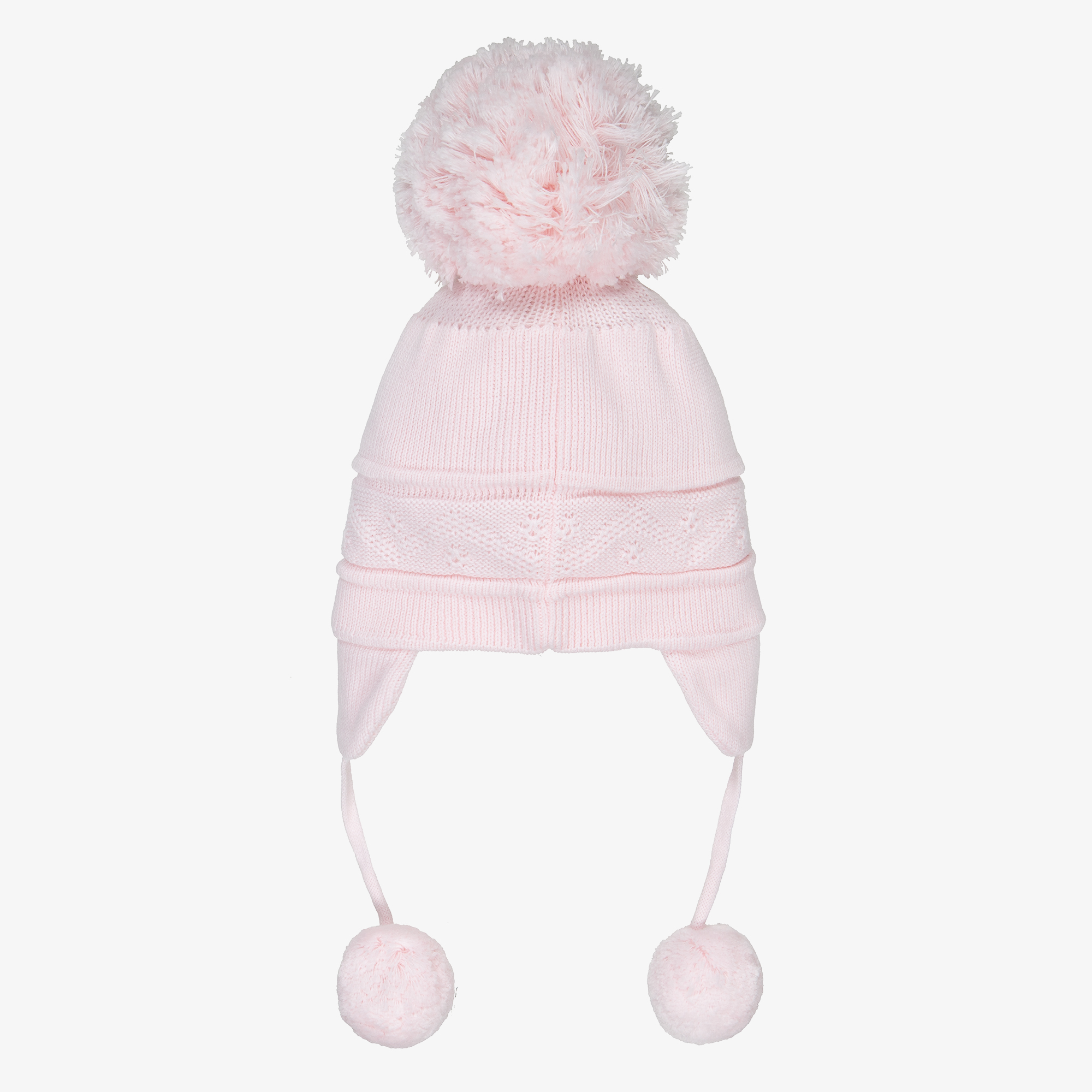 Emile et Rose Pink Cotton Knit Pom-Pom Baby Hat Childrensalon