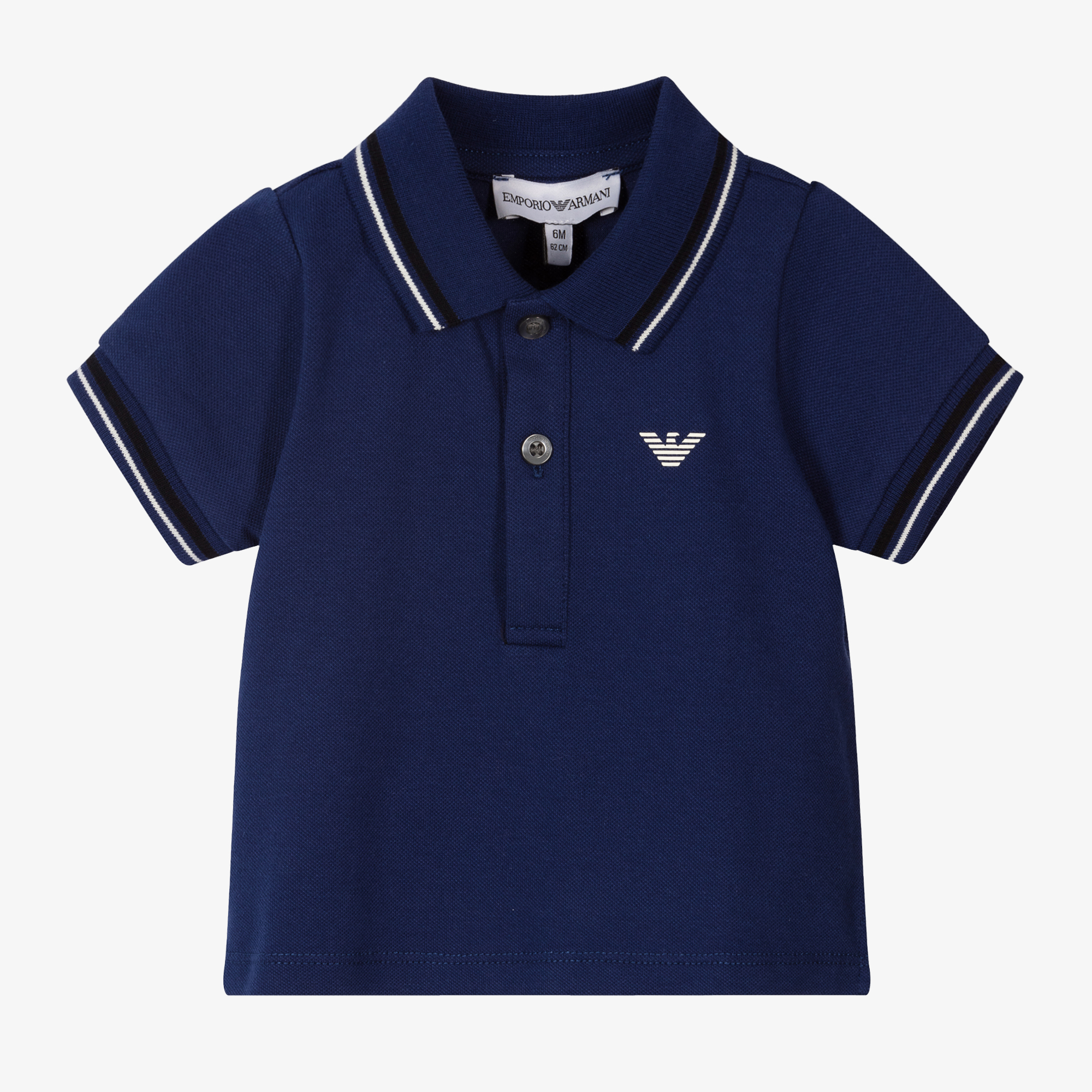 Emporio Armani - Baby Boys Navy Blue Piqué Eagle Polo Shirt | Childrensalon