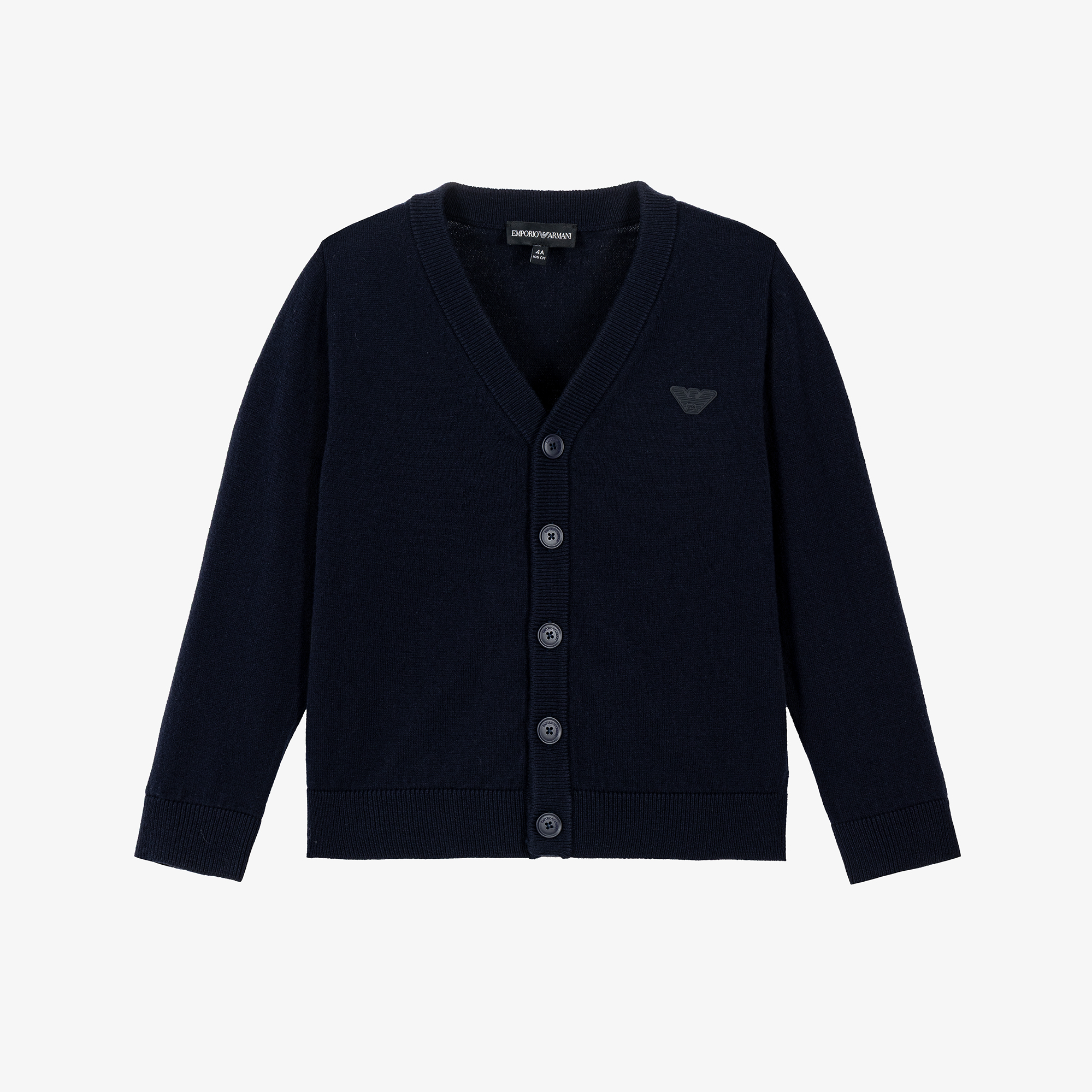 EMPORIO ARMANI ネイビー フード付きカーディガン Ribbed knit
