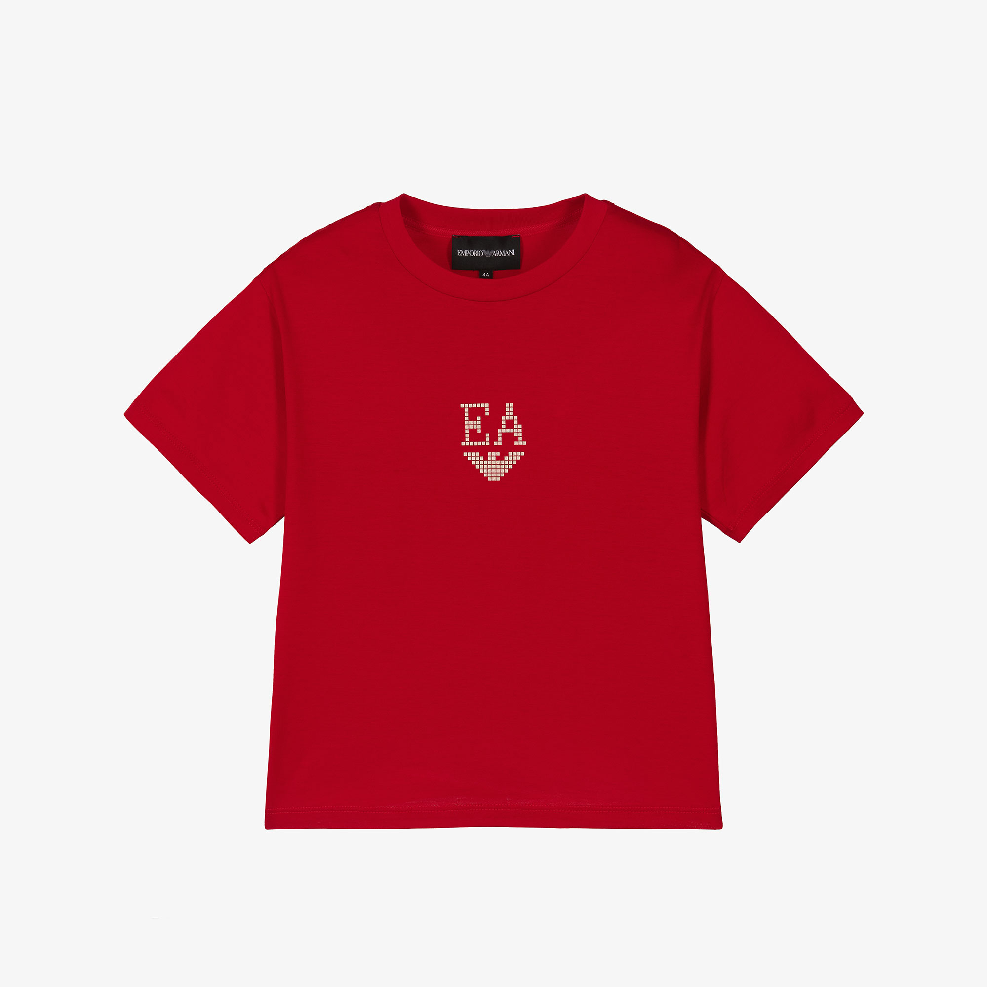 Emporio Armani - Boys Red Jersey T-Shirt with Metallic Eagle Logo 