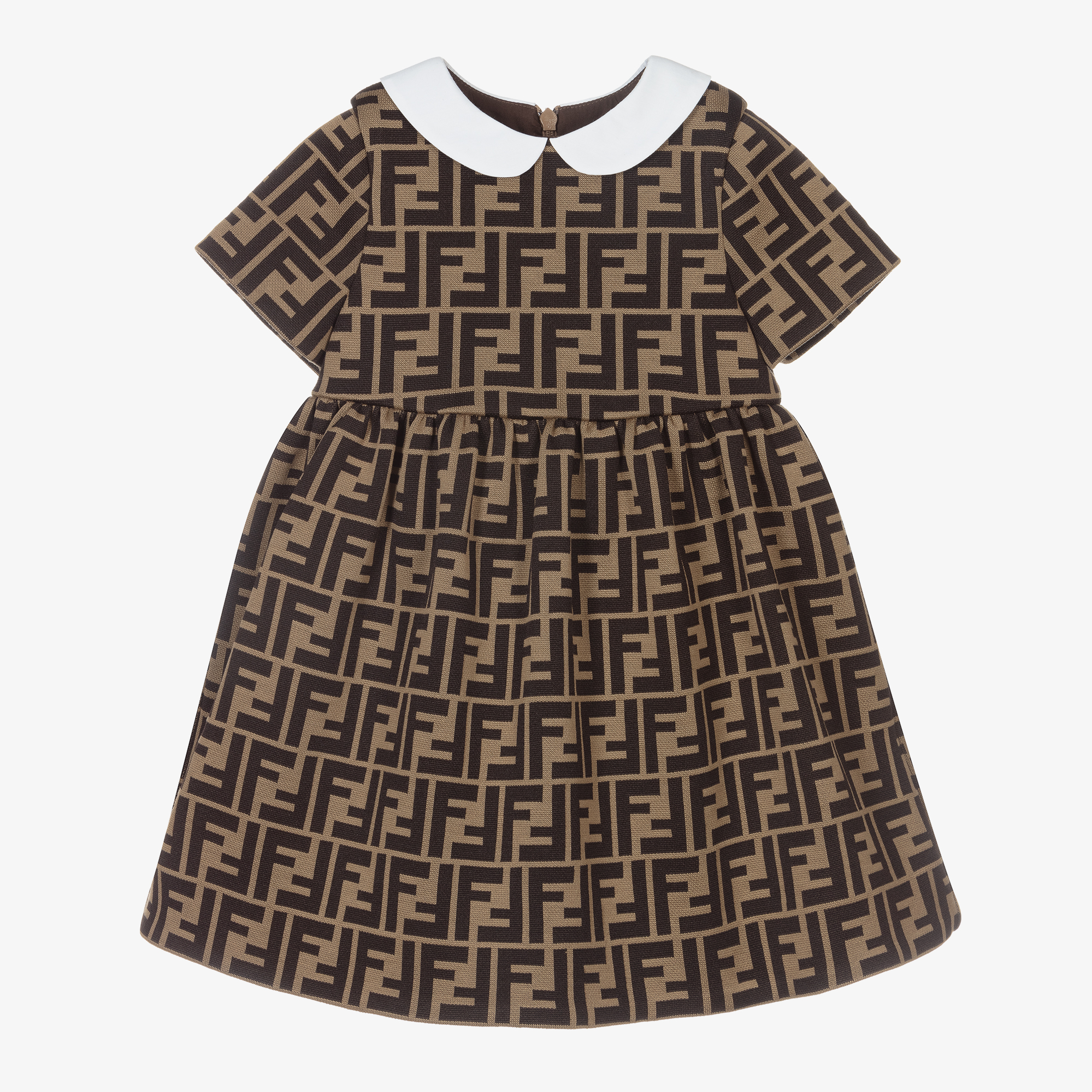 Fendi Baby Girls Brown FF Collared Dress