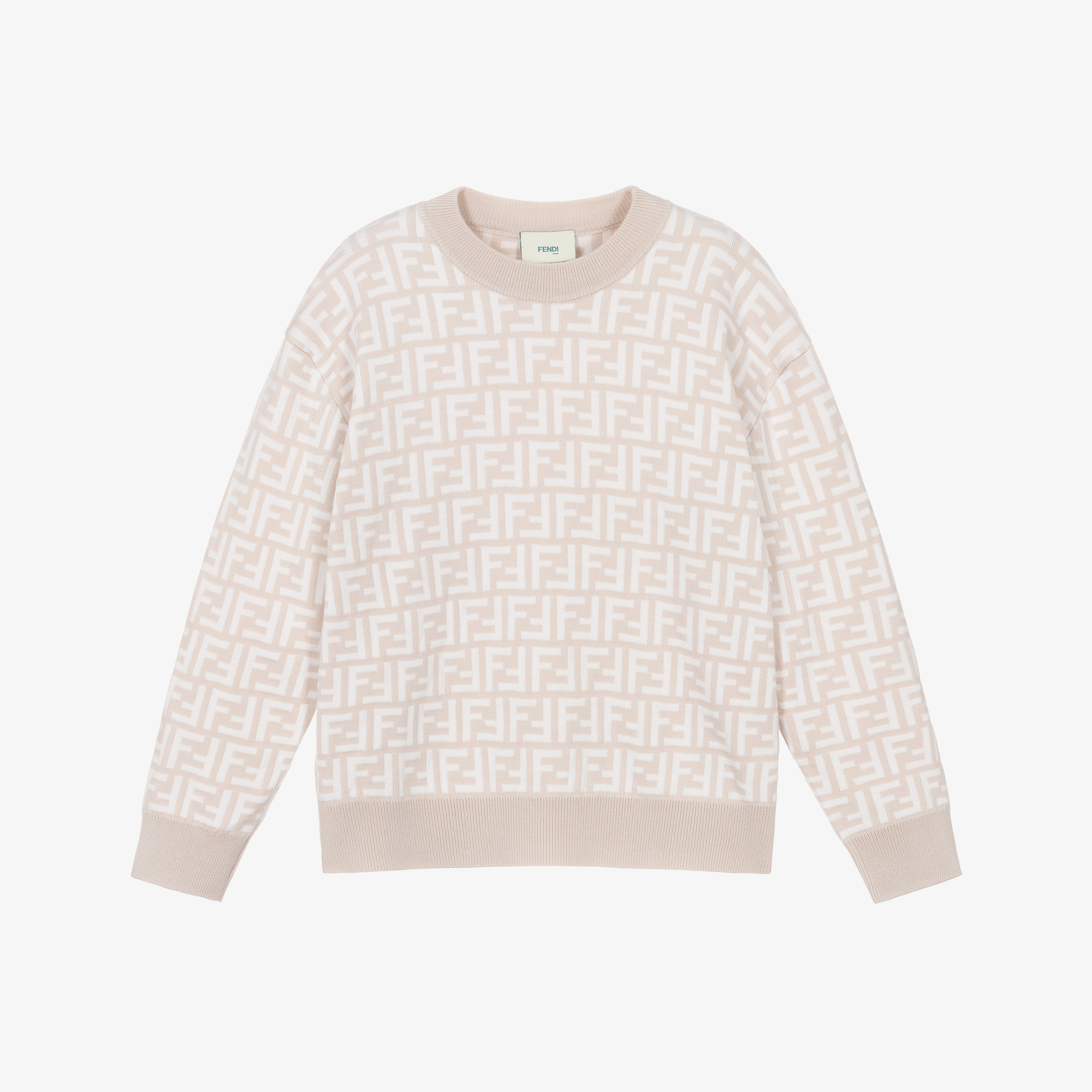 Fendi - Boys Beige & Ivory FF Logo Knitted Sweater | Childrensalon